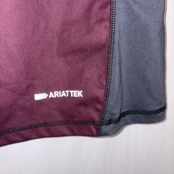 Ariat TEK Sunstopper 3.0 1/4 Zip Baselayer Burgundy & Grey Women’s Size SMALL - Picture 7 of 10